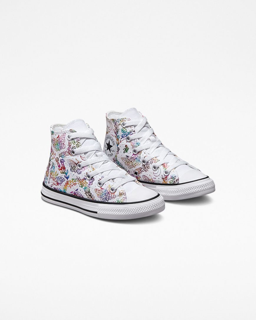 Dívčí Boty Vysoké Converse Chuck Taylor All Star Butterfly Shine Bílé Růžové Fialové Blankyt | CZ YLCZ85